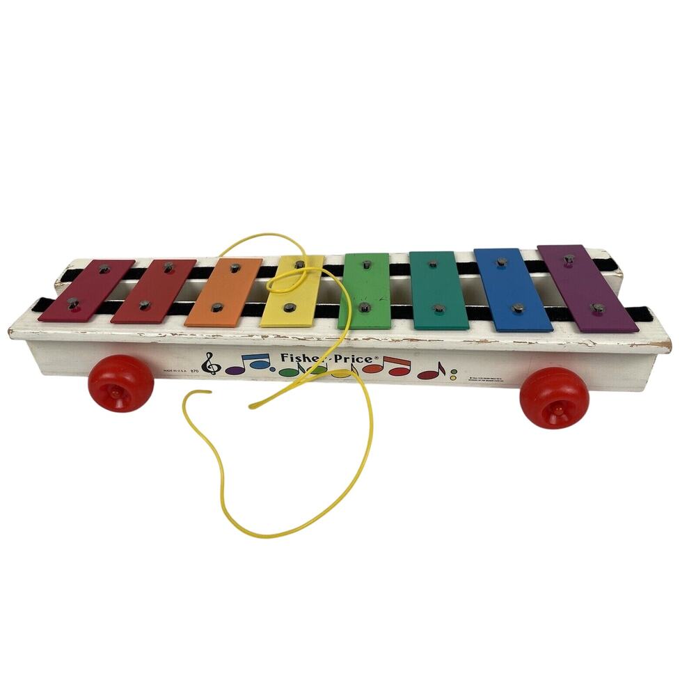 Vintage 1964-1978 Fisher-Price Pull-A-Tune #870 Xylophone Pull Toy No Mallet